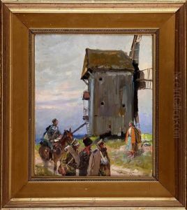 Spotkanie Przy Wiatraku (scena Z Wielkiej Wojny) by Wojciech Von Kossak