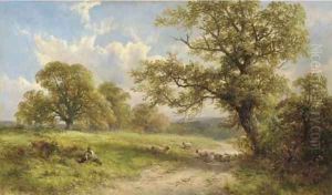 Landscape with a shepherd and his flock, resting by George Turner