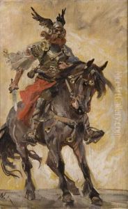 Wojownik Na Koniu by Wojciech Von Kossak