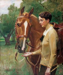 Portet Damy Z Koniem by Wojciech Von Kossak
