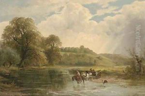 Fording the river, the vale of Evesham