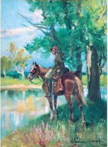 Soldat A Cheval Au Bord De Riviere Soldat A Cheval Au Bord De Riviere