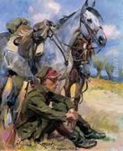 Odpoczynek Ulana, 1923 R. by Wojciech Von Kossak