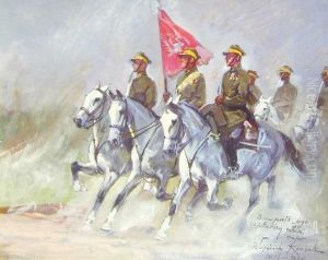 Poczet Sztandarowy 8-go Pulku Ulanow Ks. Jozefa Poniatowskiego by Wojciech Von Kossak