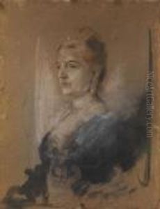 Portrait Der Italienischen Konigin Margarethe by Lenbach Franz Von