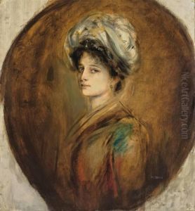 Frau Mit Turban (frau Engelhardt) by Lenbach Franz Von