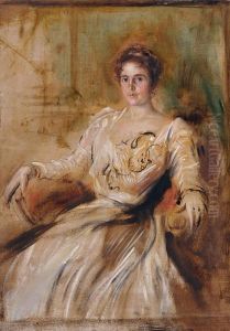 Damenportrait "frau Rosner" by Lenbach Franz Von