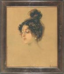 Frauenportrait by Lenbach Franz Von