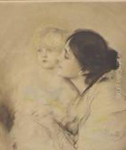 Portrait Of Eleanor Duse And Marion Lenbach by Lenbach Franz Von