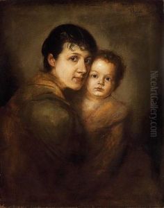 Mother With Her Child by Lenbach Franz Von