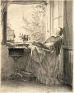 "die Schlafende Naherin Am Fenster" by Adolph von Menzel