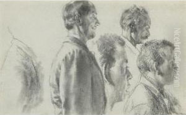 Studies Of Male Heads In Profile - view 1
