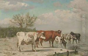 Vaches s'abrevant by Constant Troyon