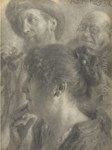 Drei Studienkopfe (three Head Studies)