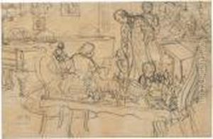 Weihnachten: Bescherung Im Familienkreis by Adolph von Menzel