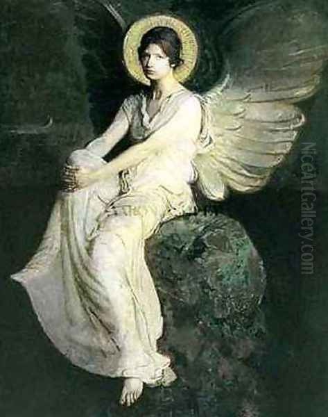Winged Figure Seated Upon a Rock by Abbott Handerson Thayer