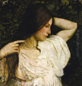 Girl Arranging Her Hair by Abbott Handerson Thayer