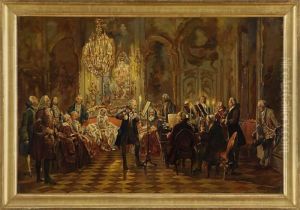 Das Flotenkonzert. by Adolph von Menzel