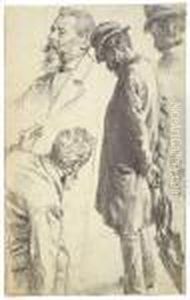 Herr Mit Regenschirm (studienblatt) by Adolph von Menzel