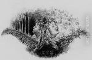 Zwei Engelskopfe by Adolph von Menzel