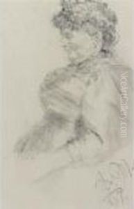 Profile Of A Seated Woman by Adolph von Menzel