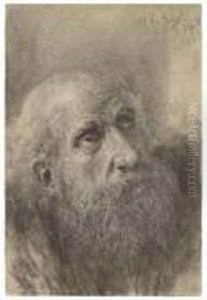 Aufblickender Mann Mit Bart by Adolph von Menzel