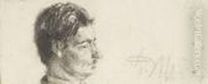 Study Of A Man In Profile by Adolph von Menzel