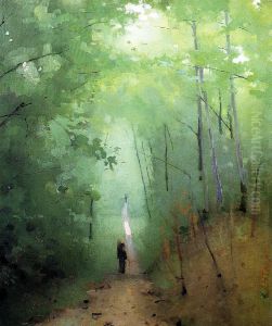Landscape at Fontainebleau Forest by Abbott Handerson Thayer