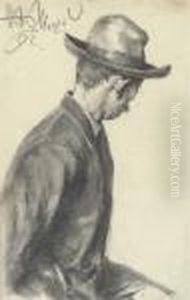 A Seated Man In A Hat, Half-length, Turning Away To The Right A Seated Man In A Hat, Half-length, Turning Away To The Right