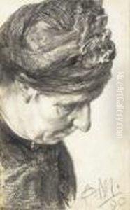 Head Of An Woman Looking Down To The Right