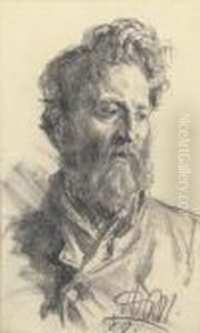 Head Of A Bearded Man Looking Down To The Right