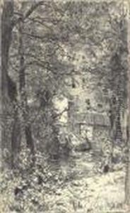A Washerwoman In A Forest By A Stream