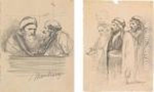 Three Study Sheets by Mihaly Munkacsy