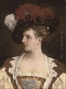 Portrait Of A Lady With A Hat by Mihaly Munkacsy