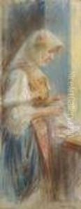 Junge Stickerin by Mihaly Munkacsy