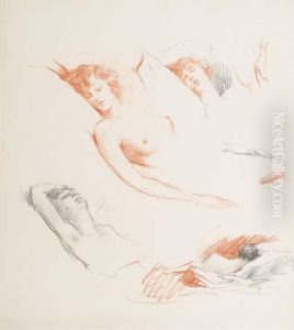 Etudes De Femme Endormie by Mihaly Munkacsy