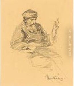 Study Of An Arab Man; Together With Five Other Studies Of The Artist, All Signed by Mihaly Munkacsy
