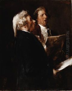 Two Men Singing by Mihaly Munkacsy