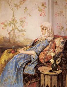 An Exotic Beauty in an Interior by Toulmouche Auguste