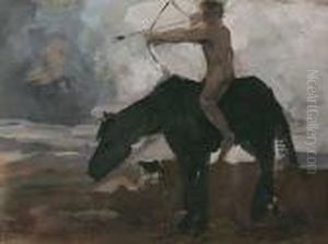 Knabenakt Mit Bogen Zupferd by Franz von Stuck