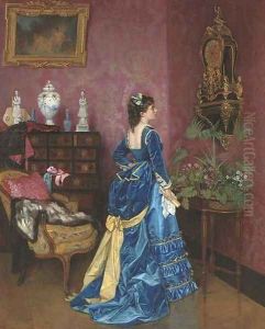 The Blue Dress by Toulmouche Auguste