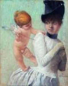 Dame Mit Amor. by Franz von Stuck