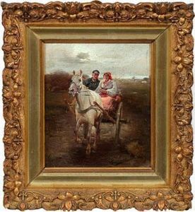 Abendliche Heimfahrt Im Pferdekarren by Alfred Wierusz-Kowalski