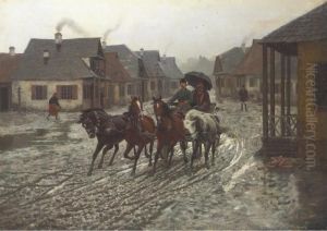 A Journey In The Rain by Alfred Wierusz-Kowalski