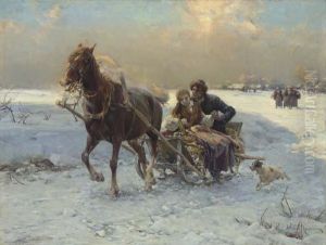 The Sleigh Ride by Alfred Wierusz-Kowalski
