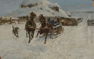 Troika Ride by Alfred Wierusz-Kowalski