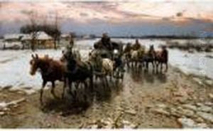 The Return Home At Sunset by Alfred Wierusz-Kowalski