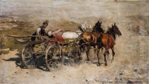 Troika On A Dusty Road by Alfred Wierusz-Kowalski
