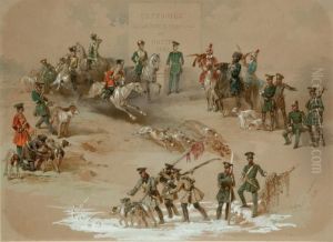 Costumes De La Chasse Imperiale En Russie by Mihaly von Zichy
