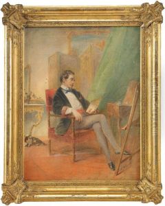 A Self-portrait Of The Artist In His Studio In Paris by Mihaly von Zichy